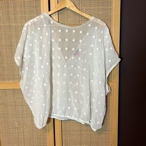Vince Camuto Women’s L Sheer Polka Dot Top